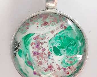 Paint Drip Necklace Pendant | Handmade Wearable Art | One of a Kind Acrylic Pour Jewelry