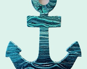 Painted Wood Anchor Wall Hanging