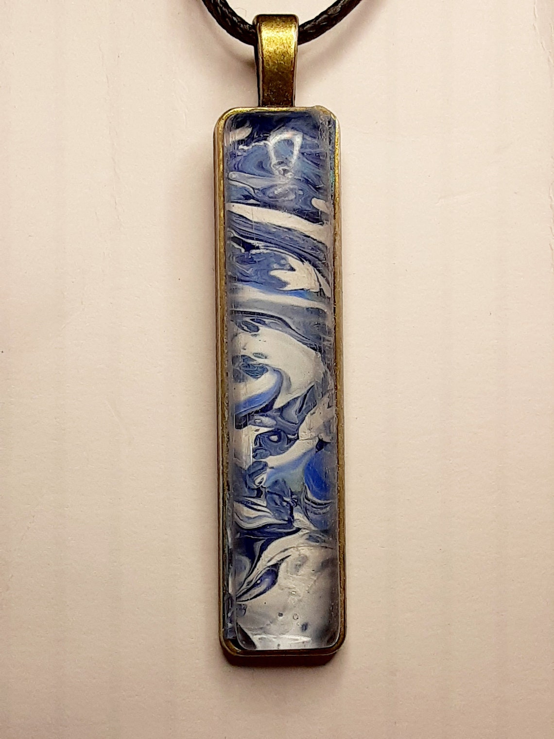 Acrylic Paint Necklace Fluid Art Jewelry Pendant with Rope Etsy
