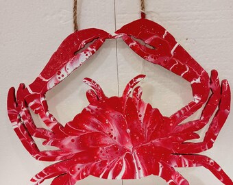 Painted Wood Crab Wall Hanging