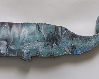 Painted wood Whale wall hanging