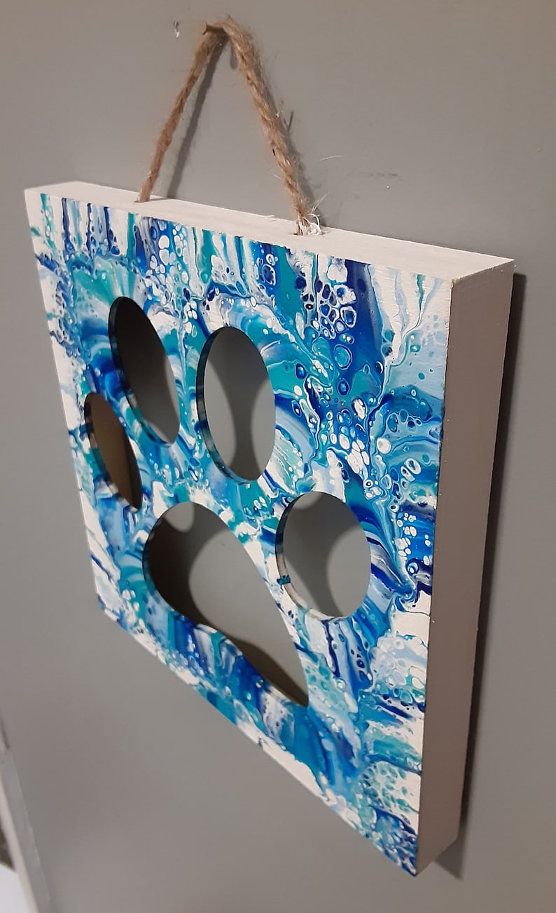 Acrylic Painted Wooden Dog Paw Wall Hanging Etsy