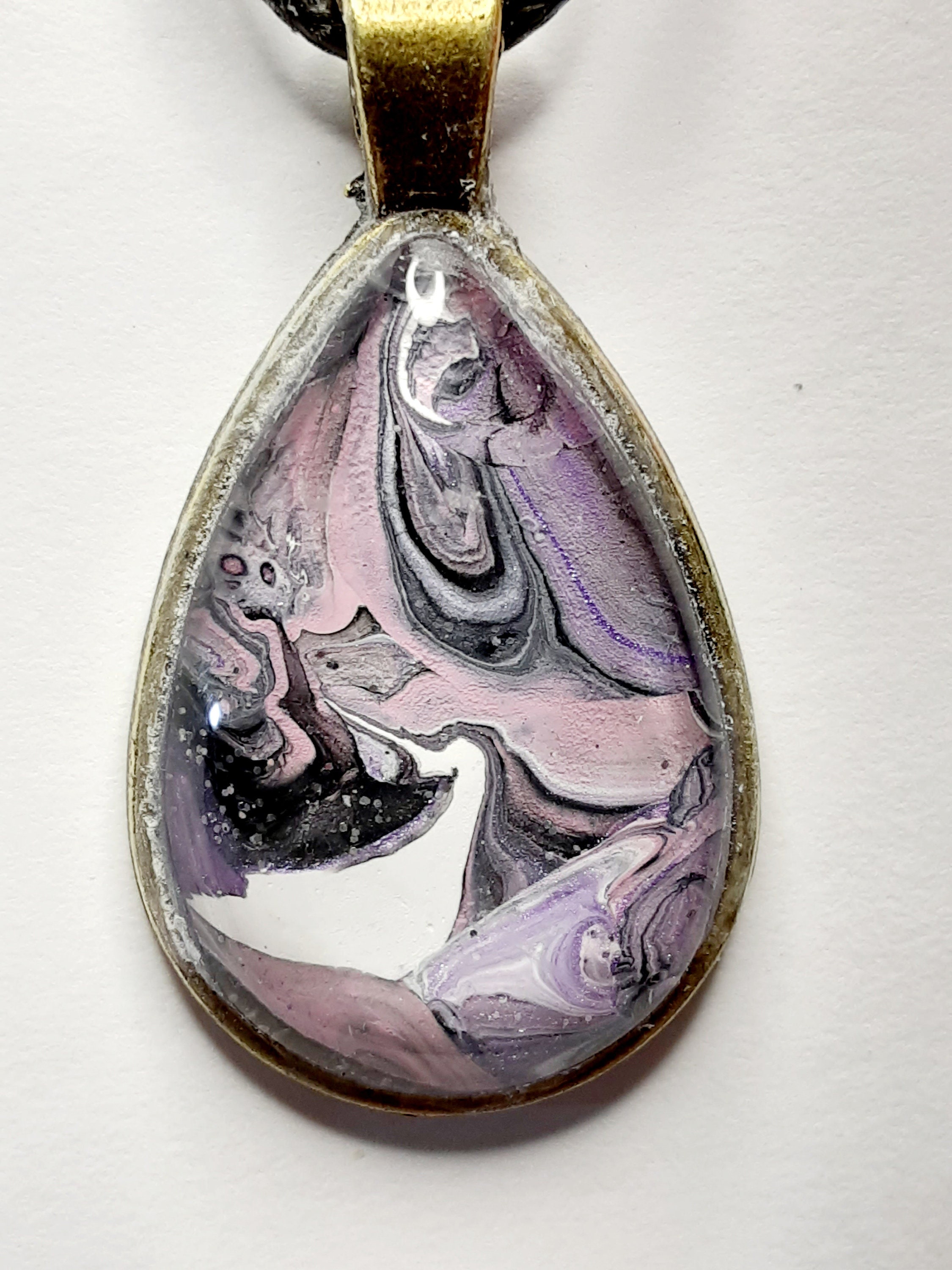 Acrylic Paint Necklace Fluid Art Jewelry Pendant with Rope Etsy