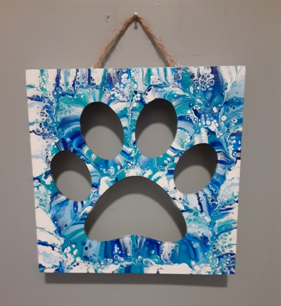 Acrylic Painted Wooden Dog Paw Wall Hanging Etsy