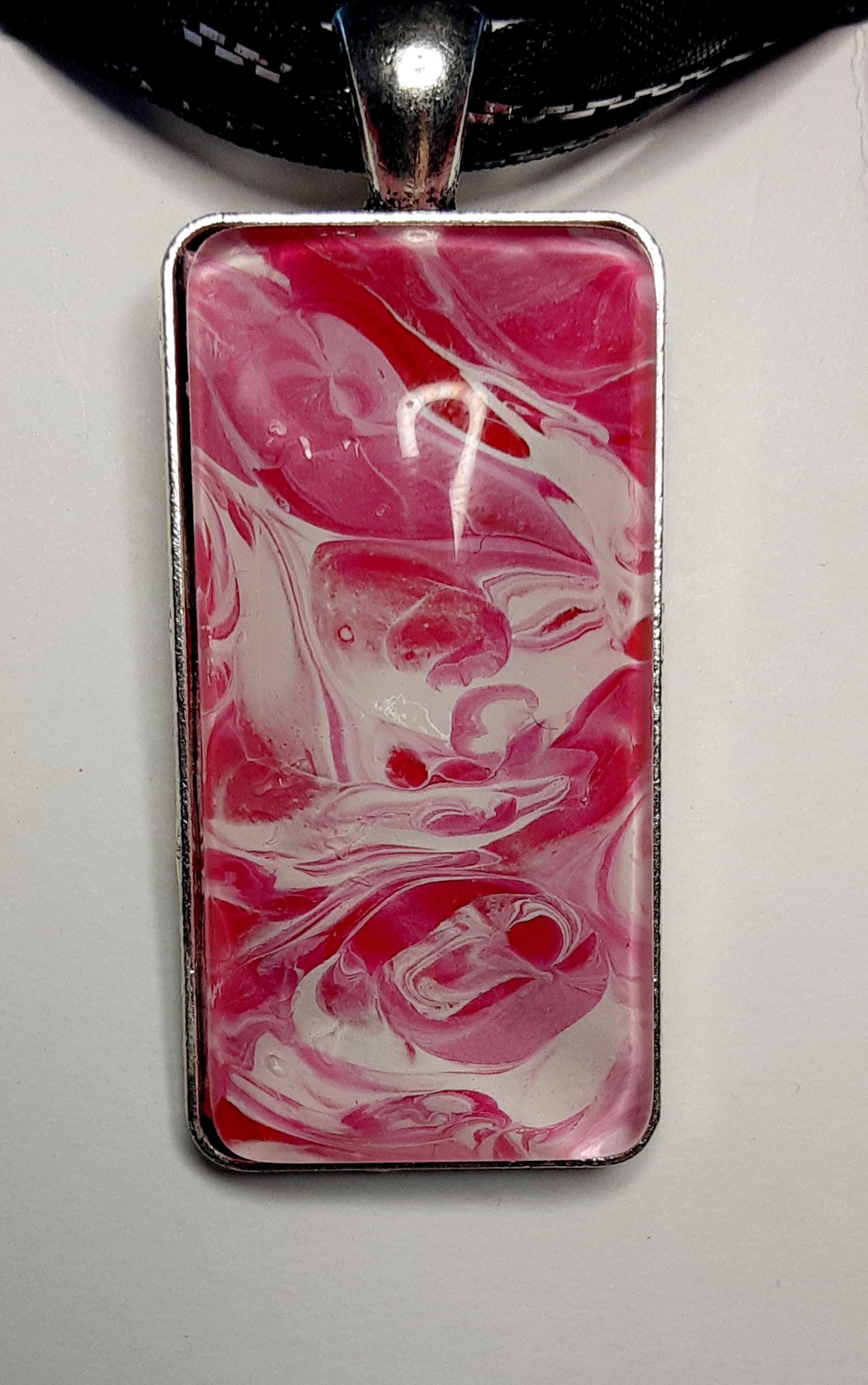 Acrylic Paint Necklace Fluid Art Jewelry Pendant with Rope Etsy