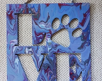 Painted Wood, Love Dog Paw Wall Hanging