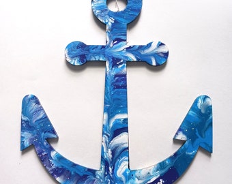 Painted Wood Anchor Wall Hanging