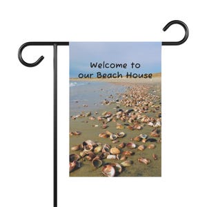 Seashell Beach Scene Garden Flag | Garden Banner