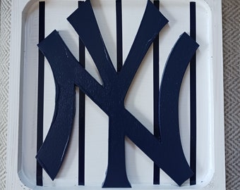 Painted New York Yankees on Wood Frame Wall Hanging