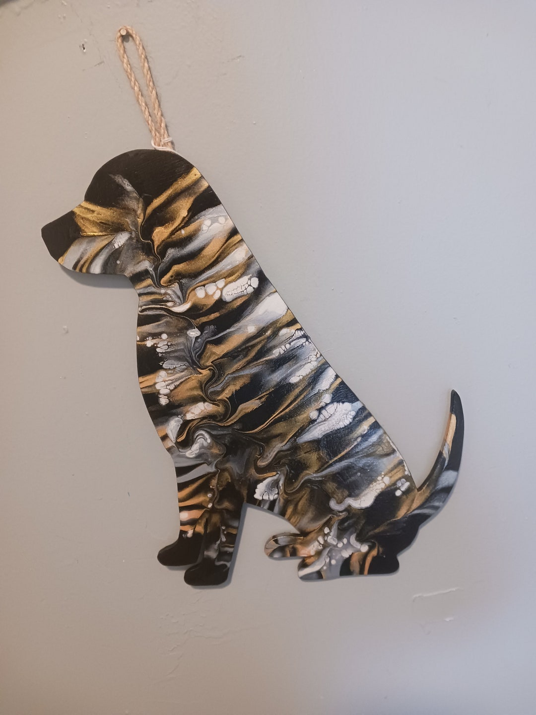 Hand Painted Wood Dog Wall Hanging Etsy