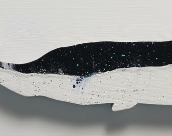 Painted wood Whale wall hanging