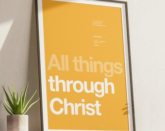 Philippians 4:13 | Printable Bible Verse Poster | Christian Wall art | Black