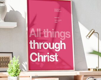 Philippians 4:13 | Printable Bible Verse Poster | Christian Wall art | Red