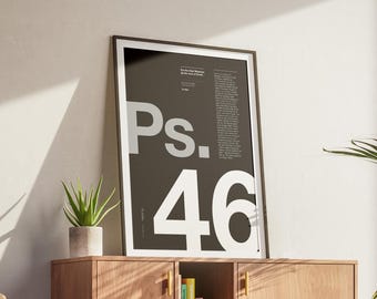 Psalm 46 Print: Christian Bible Verse Poster, Minimalist Design