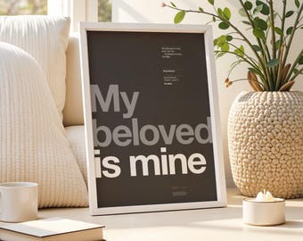 Song of Solomon 2:16 | Printable Bible Verse Poster | Black | Christian Wall art