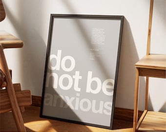 Philippians 4:6-7 | Printable Bible Verse Poster | Grey | Christian Wall art