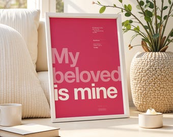 Song of Solomon 2:16 | Printable Bible Verse Poster | Red | Christian Wall art