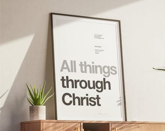 Philippians 4:13 Bible Verse Poster - Christian Wall Art, Minimalist Design