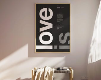 1 Corinthians 13 4-8 - Printable Bible Poster | Christian Wall art | Minimalist | Love is kind, patient | Valentines day | Black