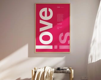 1 Corinthians 13 4-8 - Printable Bible Poster | Christian Wall art | Minimalist | Love is kind, patient | Valentines day | Red