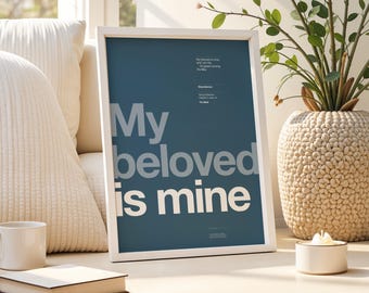 Song of Solomon 2:16 | Printable Bible Verse Poster | Blue | Christian Wall art