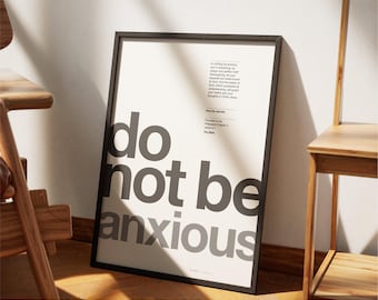 Philippians 4:6-7 | Printable Bible Verse Poster | White | Christian Wall art