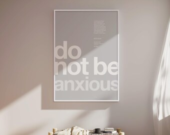 Philippians 4:6-7 | Printable Bible Verse Poster | Grey | Christian Wall art