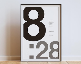 Romans 8:28 Poster – Christian Bible Verse, Minimalist Design