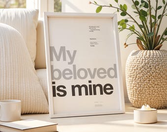 Song of Solomon 2:16 | Printable Bible Verse Poster | White | Christian Wall art