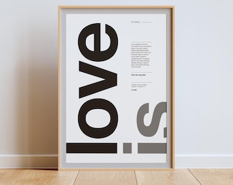 1 Corinthians 13:4-8 Bible Verse Print – Minimalist Christian Wall Art