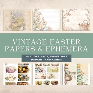 Vintage Easter Junk Journal Pages | 8 Digital Junk Journal Pages | Printable Journal Pages | 7 Ephemera Pages | Paper Craft