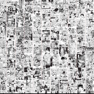 May include: A black and white collage of manga panels featuring a character with spiky black hair and a determined expression. The panels depict various scenes from the manga, including action sequences, dialogue, and character interactions. The text "ONE FOR ALL" is visible in one of the panels.