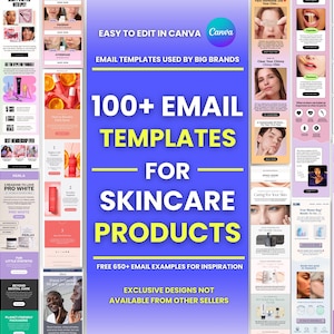 100+ Canva Email Templates for Skincare Products Email Campaign Newsletter Email Marketing Klaviyo and Mailchimp Templates Email Automation