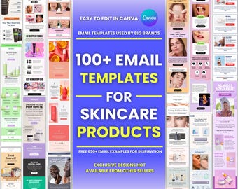 100+ Canva Email Templates for Skincare Products Email Campaign Newsletter Email Marketing Klaviyo and Mailchimp Templates Email Automation