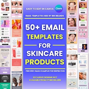 50+ Canva Email Templates for Skincare Products Email Campaign Newsletter Email Marketing Klaviyo and Mailchimp Templates Email Automation