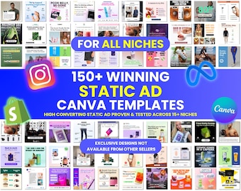150+ winnende statische advertenties Canva-sjablonen, sjabloon creatieve beeldadvertenties, e-commerceadvertenties, Facebook-advertentiesjablonen, Canva-advertentiesjabloon, metaadvertenties