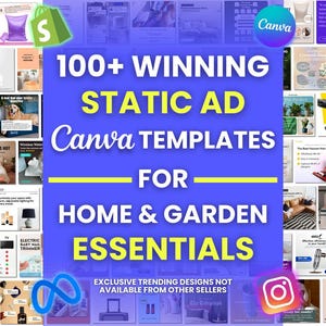 100+ Winning Static Ad Canva Templates for Home & Garden Image Ads Creatives Template Ecommerce Facebook Ad Canva Templates Meta Ads
