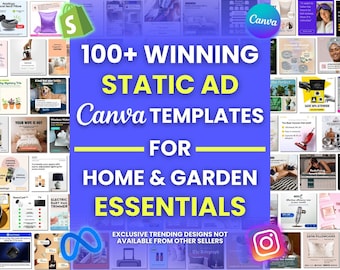 100+ vinnande statiska annonser Canva-mallar för hem och trädgård Bildannonser Kreativa mallar E-handel Facebook-annonser Canva-mallar Metaannonser