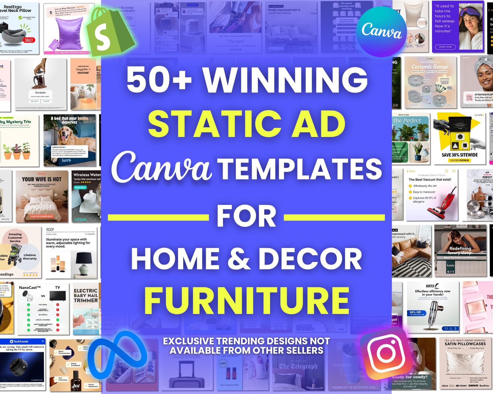 50+ Winning Static Ad Canva Templates for Home & Decor Furniture Image ...