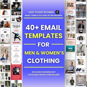40+ Email Templates for Men & Women Clothing, Fashion Email Template, Email Campaign, Newsletter Templates, Klaviyo and Mailchimp Templates
