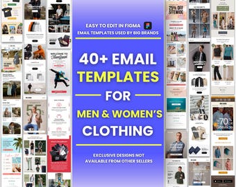 40+ Email Templates for Men & Women Clothing, Fashion Email Template, Email Campaign, Newsletter Templates, Klaviyo and Mailchimp Templates