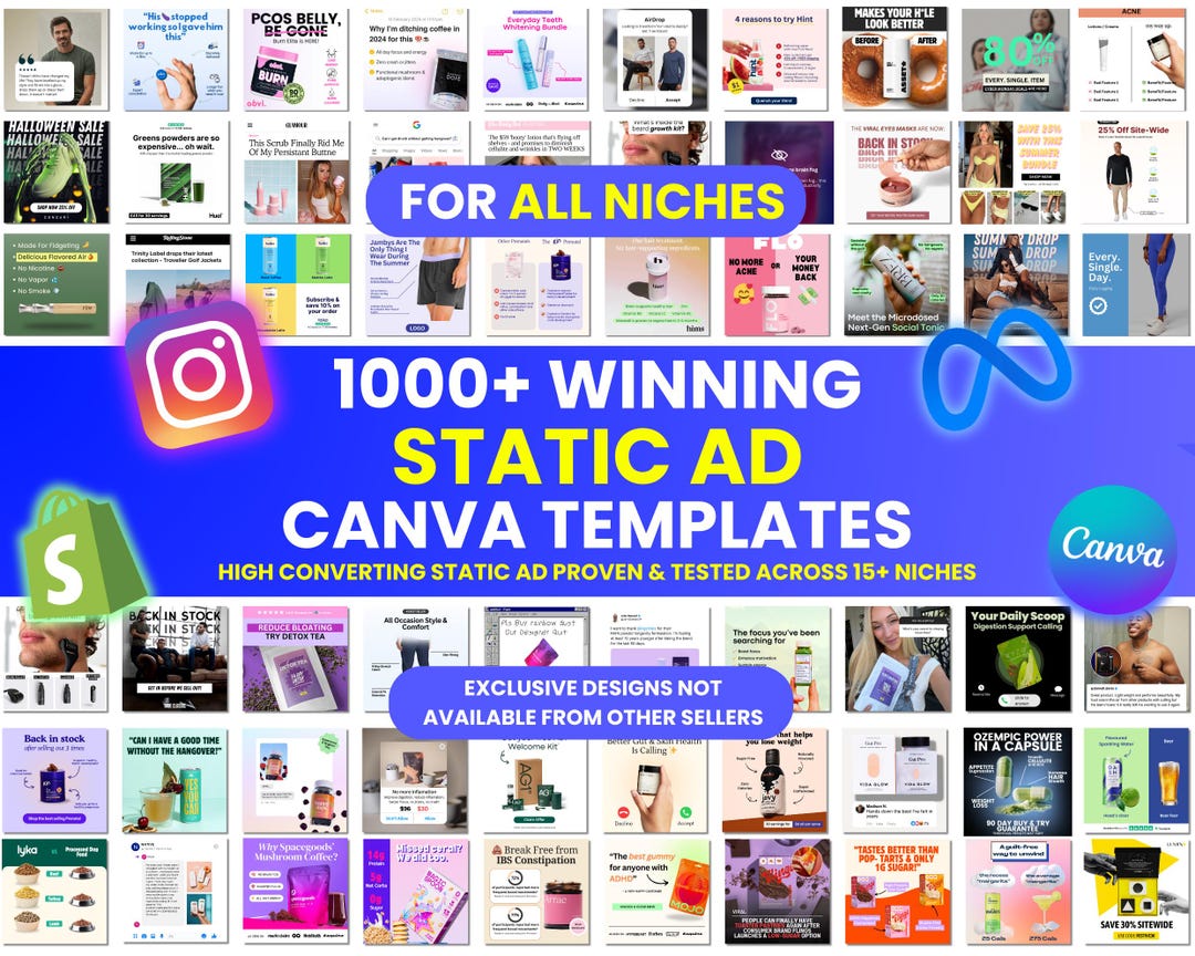 1000+ Winning Static Ads Canva Templates, Image Ad Creatives Template ...