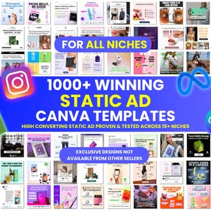1000+ Winning Static Ads Canva Templates, Image Ad Creatives Template, Ecommerce Ad, Facebook Ad Templates, Ad Canva Template, Meta Ads