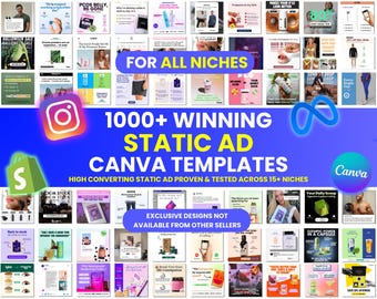 1000+ winnende statische advertenties Canva-sjablonen, sjabloon voor beeldadvertentieadvertenties, e-commerceadvertentie, Facebook-advertentiesjablonen, Canva-advertentiesjabloon, metaadvertenties