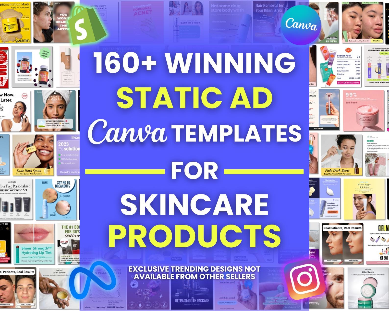 160+ Winning Static Ad Canva Templates for Skincare Products Facebook ...