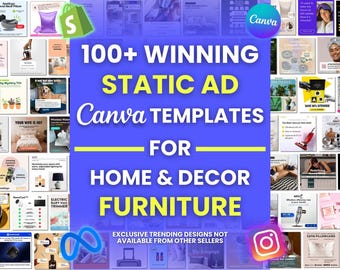 100+ Winning Static Ad Canva Templates for Home & Decor Furniture Image Ads Creatives Template Facebook Ad Canva Templates Meta Ads