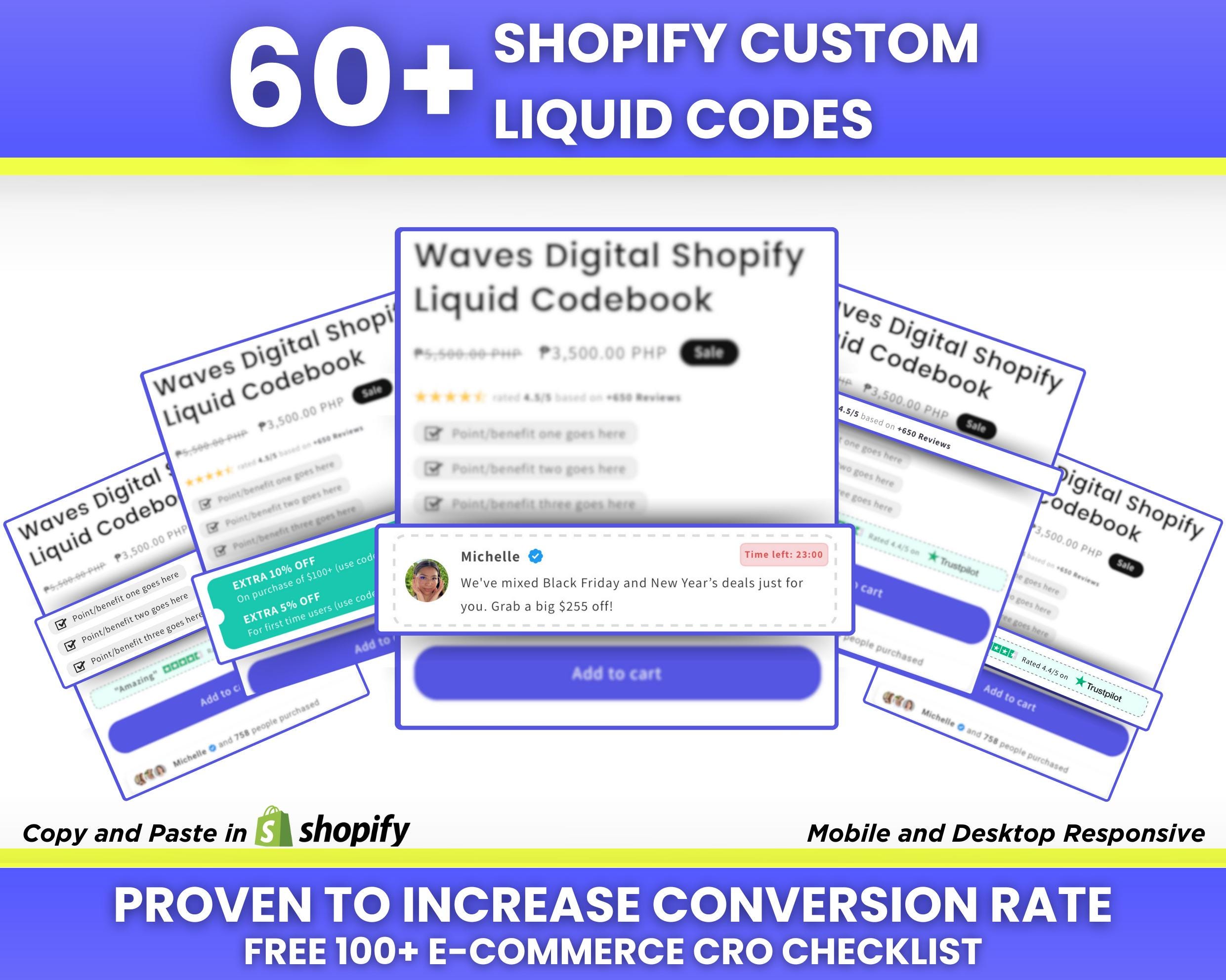 Buy 60+ Shopify Custom Liquid Code, Shopify Store Optimization Shopify ...