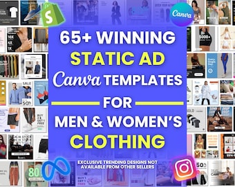 65+ Winning Static Ad Canva Templates for Men & Women Clothing Facebook Ad Templates Image Ad Creatives Canva Fashion Template Meta Ads