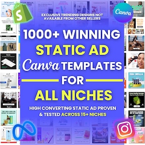 1000+ Winning Static Ads Canva Templates, Image Ad Creatives Template, Ecommerce Ad, Facebook Ad Templates, Ad Canva Template, Meta Ads