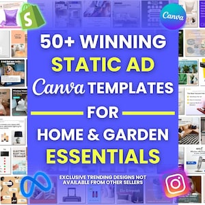 50+ Winning Static Ad Canva Templates for Home & Garden Image Ads Creatives Template Ecommerce Facebook Ad Canva Templates Meta Ads